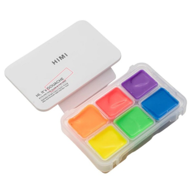 Tinta Guache 23ml C/6 Fluo Estojo Branco Ysf1244 Himi